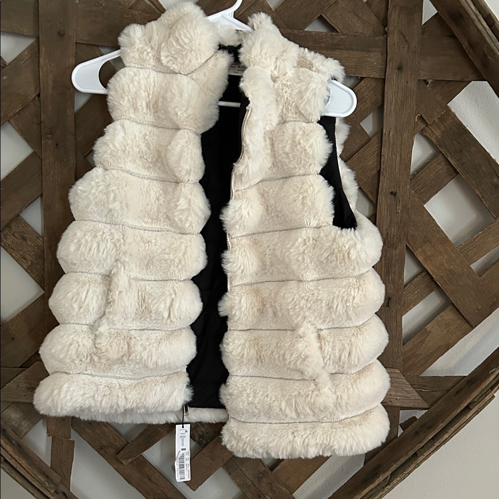 Cream Faux Fur Puffer Vest